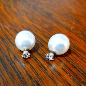Vintage earrings/faux diamond /faux pearl
